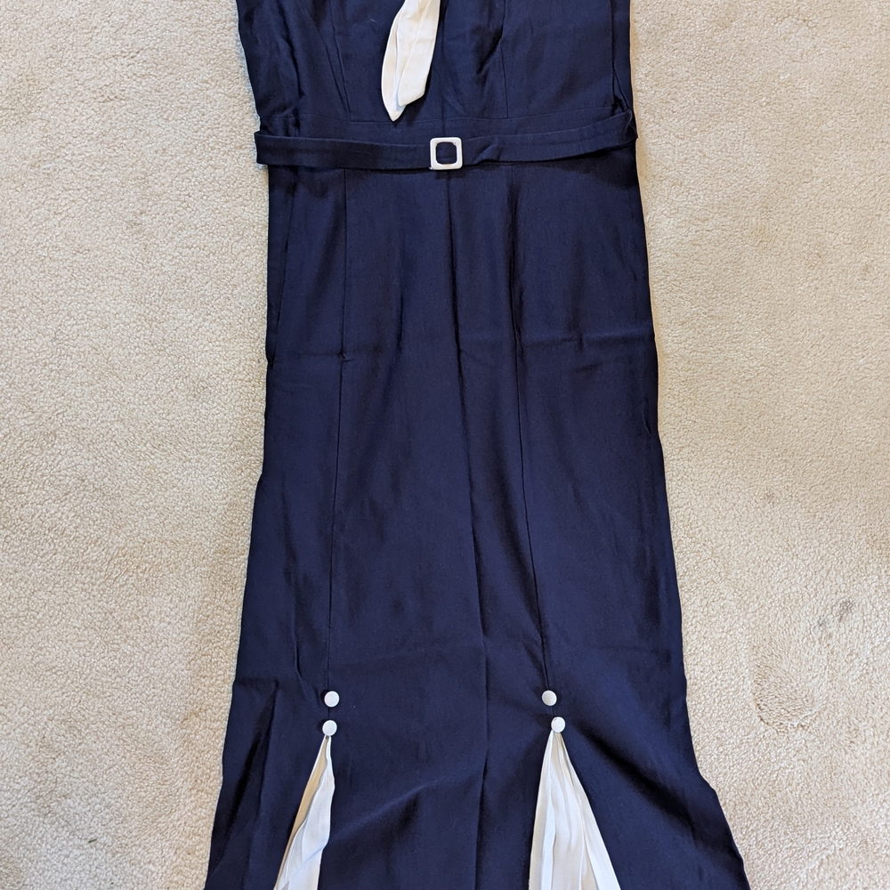 Fun Blue and White Sailor Dress with Belt